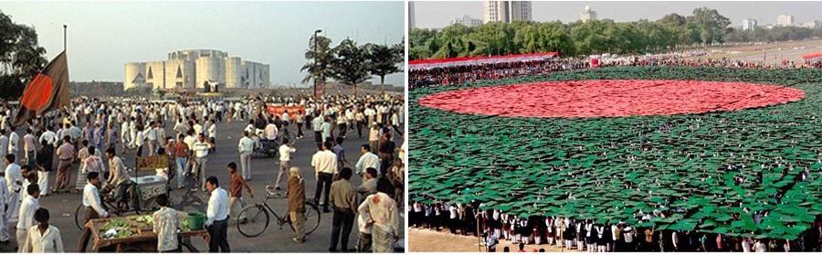 Two potential urban spaces in new Dhaka that have not been realised— i. Jatiyo Sangsad Chattor, ii. Jatiyo Parade Ground ( image: collected)