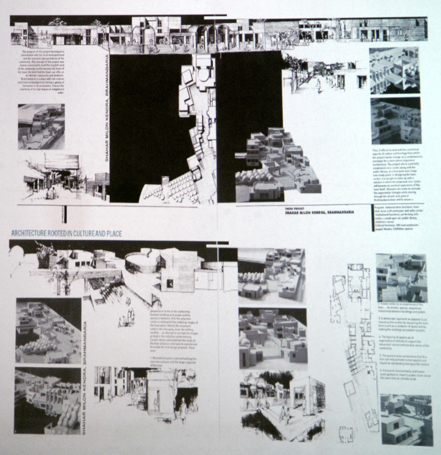 Hand-drafted thesis portfolio by architect Foyez Ullah